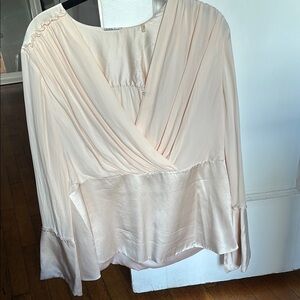 Elie Tahari Pink Cream Wrap Blouse Relaxed Fit